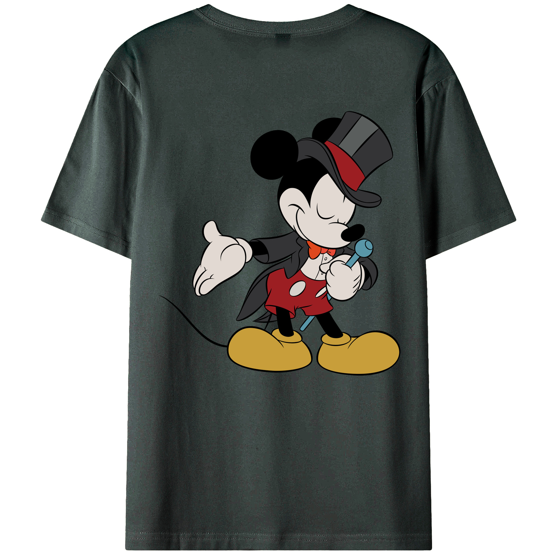 ミッキーマウス Mickey Mouse 綿100％ メンズ半袖Tシャツ（バックプリント） 通気性